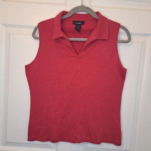 Express Red Sleeveless Collared Zip Neck Tank Blouse Size XL
